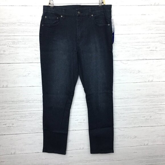 NEW DG2 Diane Gilman Straight Leg Jeans Dark Wash Stretch style 330758 size 14 - Picture 1 of 8